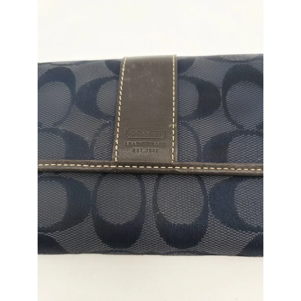 Coach Wallet Signature Navy Dark Brown Bifold 5.5x4 Medium Wallet/Card Holder